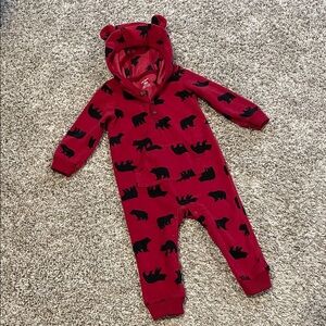 Carter's Cozy Fleece Red Bear 18 Months Jumpsuit